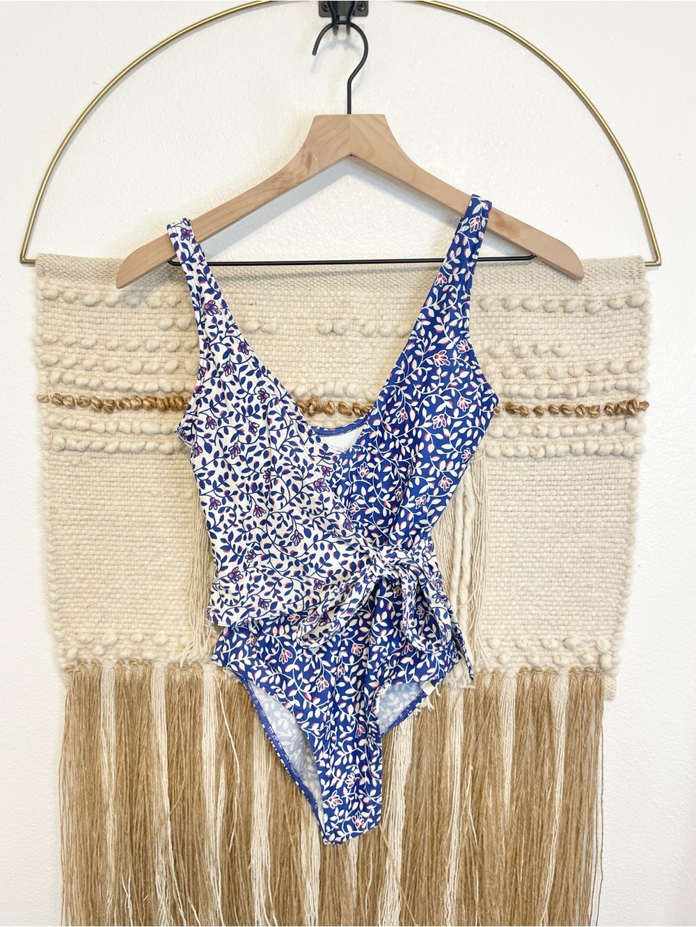 Summersalt Floral Wrap One Piece Swimsuit 4 Blue Pink